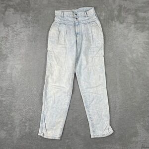 Vintage Lee Jeans Womens 26x29.5 Light Wash Acid Wash High Waist Pleated Mom